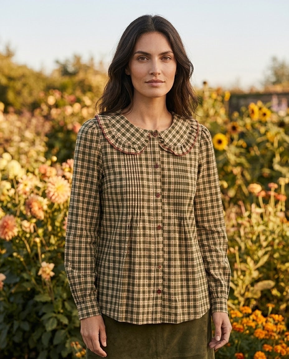 Chemise Col Claudine Imprimé Carreaux, La Garde-Robe de Nina - vue 2