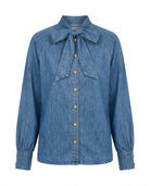 Chemise en Jean Lavallière Boutons Bijoux, La Garde-Robe de Nina - vue 5