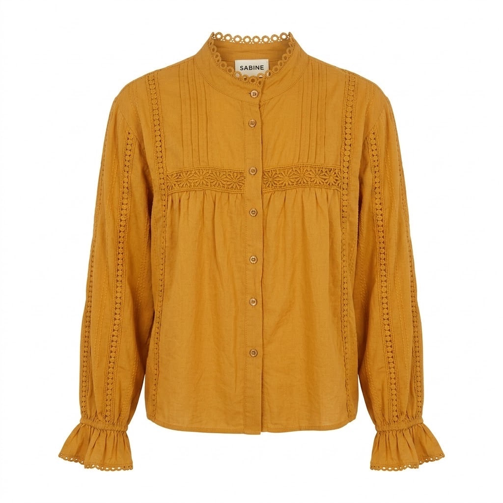 Chemise Moutarde Broderies Anglaises, La Garde-Robe de Nina - vue 4