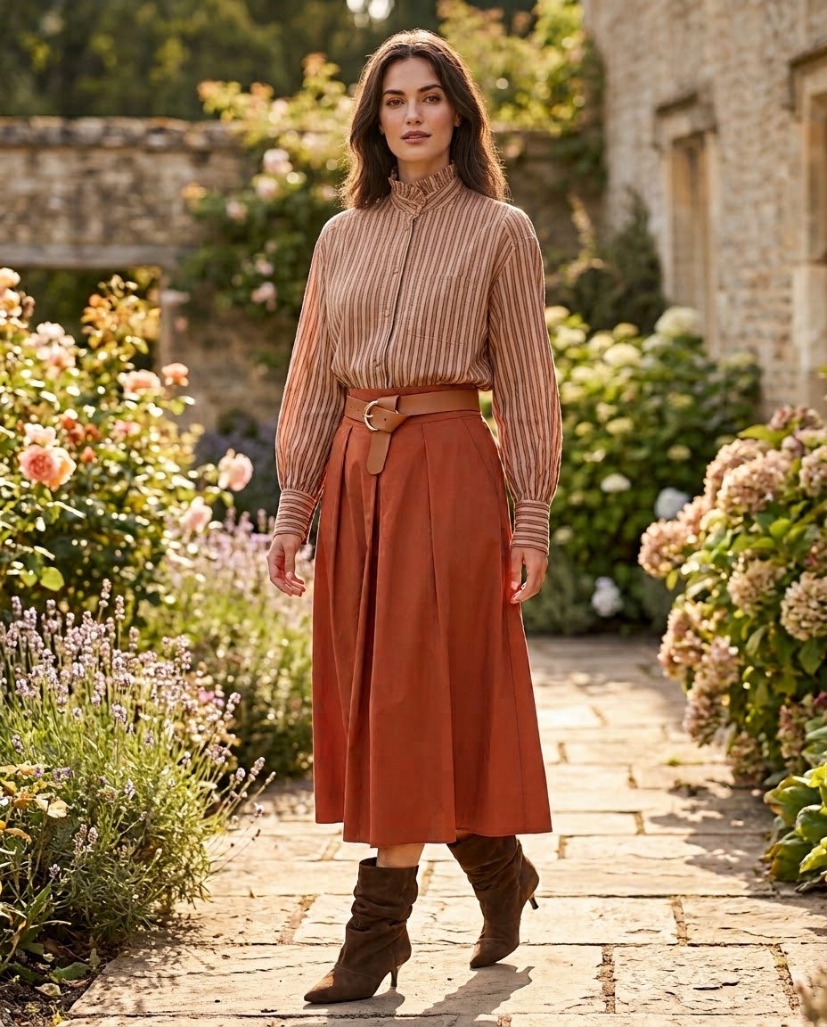 Chemise Rayée Col Volanté Terracotta, La Garde-Robe de Nina - vue 1