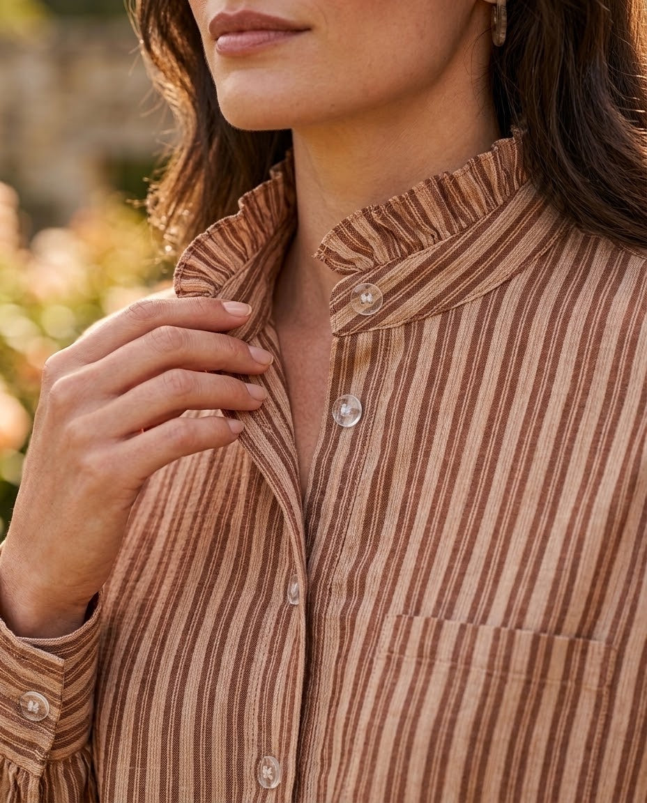 Chemise Rayée Col Volanté Terracotta, La Garde-Robe de Nina - vue 2