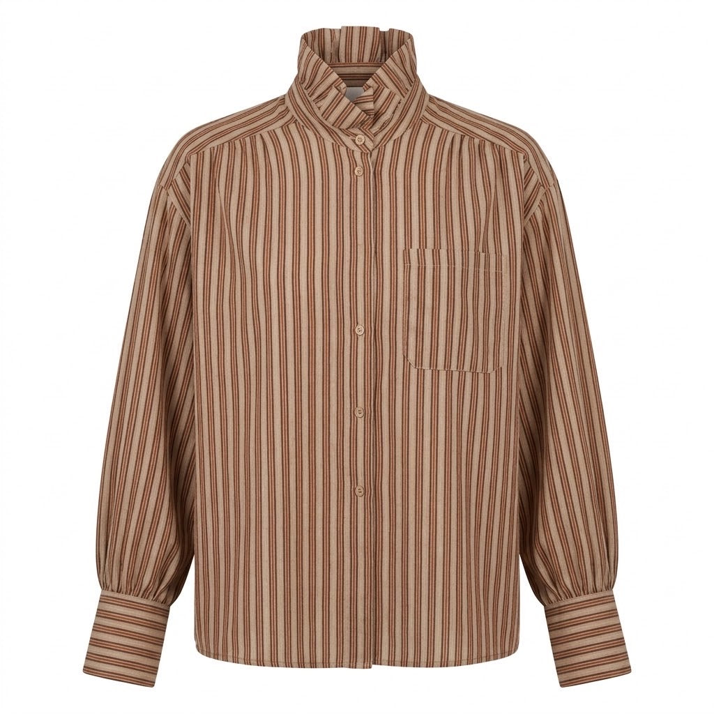 Chemise Rayée Col Volanté Terracotta, La Garde-Robe de Nina - vue 4