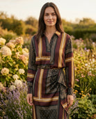 Ensemble Chemise & Jupe Imprimé Foulard Bordeaux & Moutarde, La Garde-Robe de Nina - vue 2