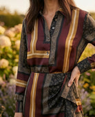 Ensemble Chemise & Jupe Imprimé Foulard Bordeaux & Moutarde, La Garde-Robe de Nina - vue 3