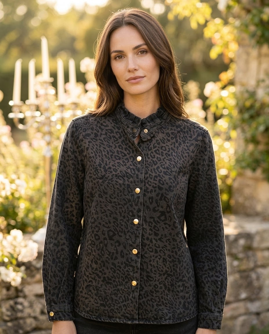 Ensemble Chemise Pression & Jupe Jean Léopard Noir, La Garde-Robe de Nina - vue 2