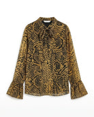 Ensemble Chemisier & Jupe Imprimé Python Camel/Noir, La Garde-Robe de Nina - vue 2