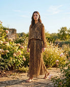 Ensemble Chemisier & Jupe Imprimé Python Camel/Noir, La Garde-Robe de Nina - vue 4