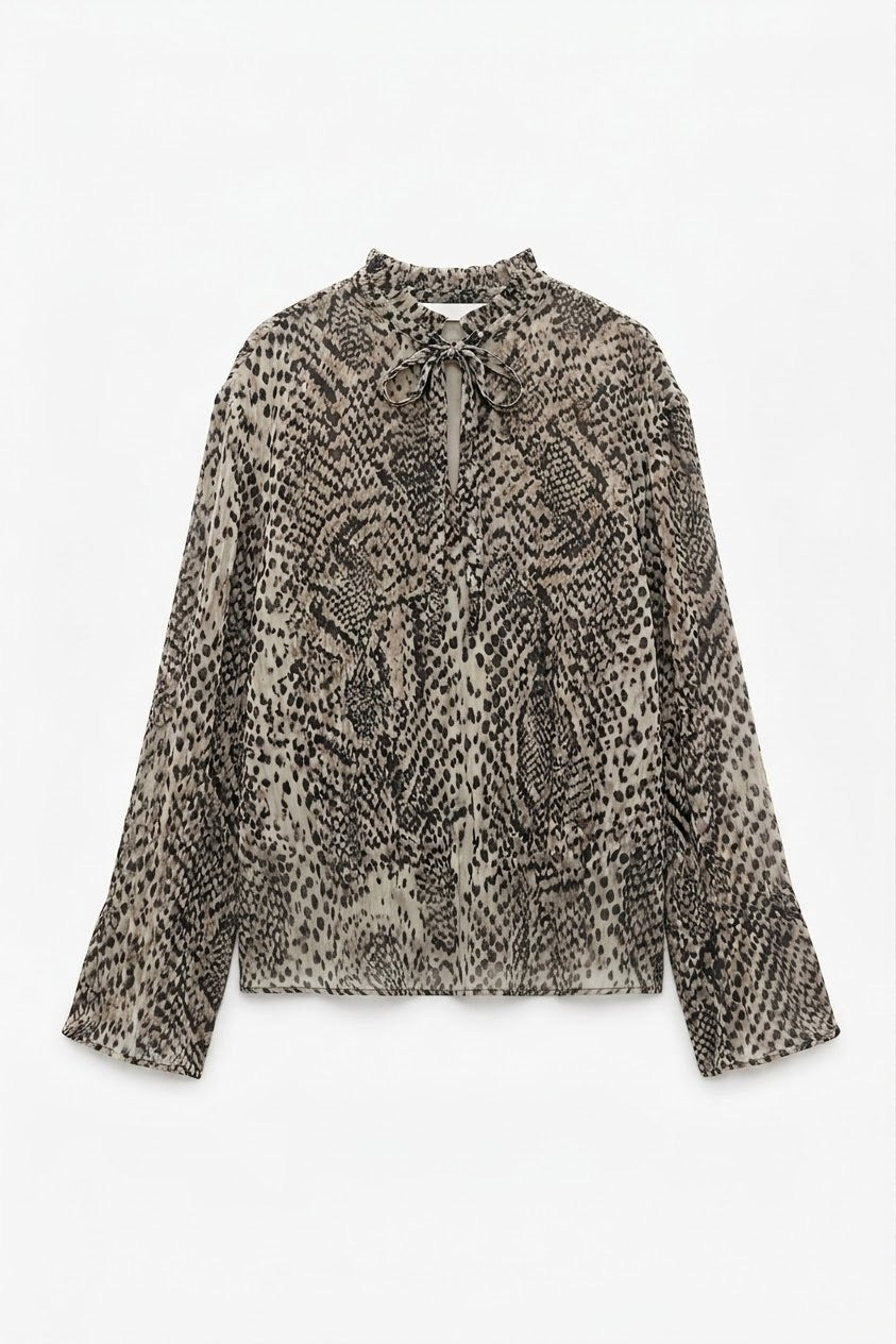 Ensemble Chemisier & Jupe Imprimé Python Beige/Noir, La Garde-Robe de Nina - vue 5
