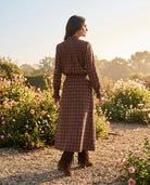 Ensemble Chemisier & Jupe Petits Carreaux Tartan Marron/Bleu, La Garde-Robe de Nina - vue 2