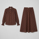 Ensemble Chemisier & Jupe Petits Carreaux Tartan Marron/Bleu, La Garde-Robe de Nina - vue 5