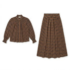 Ensemble Chemisier & Jupe Petits Carreaux Tartan Camel/Chocolat, La Garde-Robe de Nina - vue 4