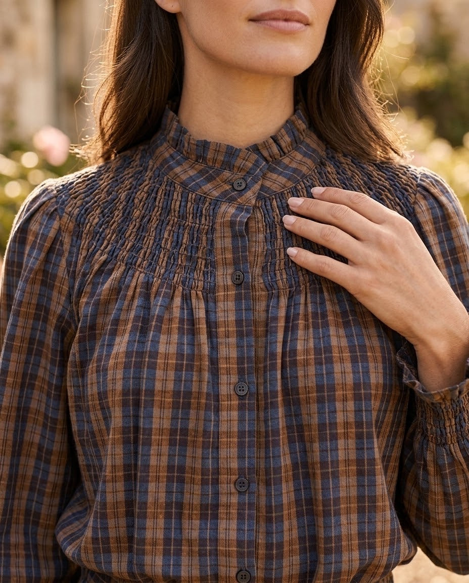 Ensemble Chemisier & Jupe Petits Carreaux Tartan Noir/Brun, La Garde-Robe de Nina - vue 3