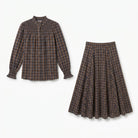 Ensemble Chemisier & Jupe Petits Carreaux Tartan Noir/Brun, La Garde-Robe de Nina - vue 4