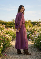 Ensemble Chemisier & Jupe Rayé Violet/Choco, La Garde-Robe de Nina - vue 2