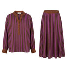 Ensemble Chemisier & Jupe Rayé Violet/Choco, La Garde-Robe de Nina - vue 6