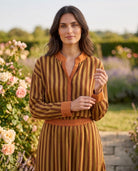 Ensemble Chemisier & Jupe Rayé Vert anis/Choco, La Garde-Robe de Nina - vue 1