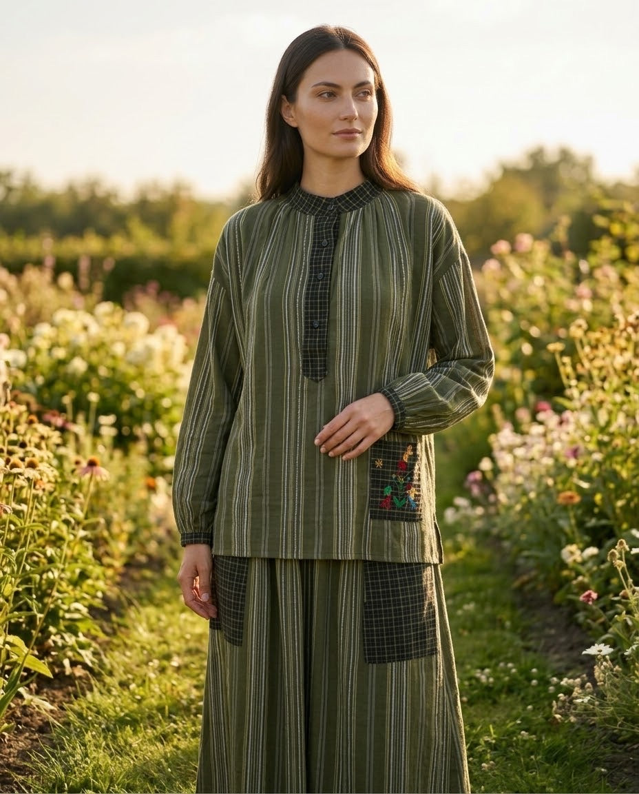 Chemisier et Jupe Rayée Brodée, La Garde-Robe de Nina - vue 1