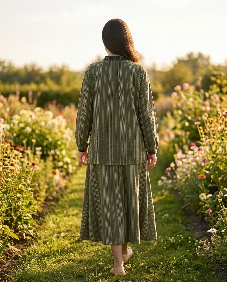 Chemisier et Jupe Rayée Brodée, La Garde-Robe de Nina - vue 3
