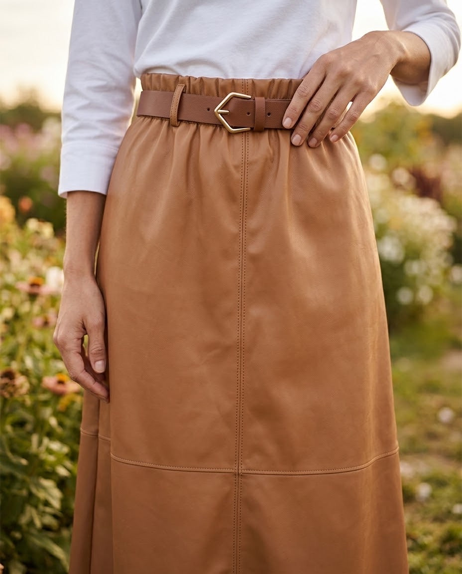 Ensemble en cuir vegan – Camel, La Garde-Robe de Nina - vue 2