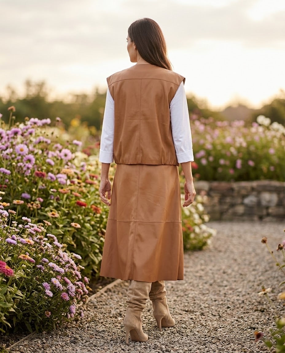 Ensemble en cuir vegan – Camel, La Garde-Robe de Nina - vue 3
