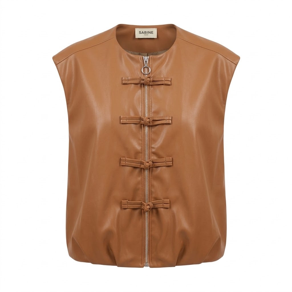 Ensemble en cuir vegan – Camel, La Garde-Robe de Nina - vue 4