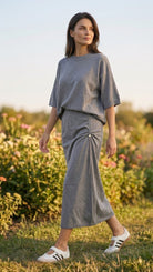 Ensemble en Maille Top & Jupe Zip Chaîne Gris, La Garde-Robe de Nina - vue 1