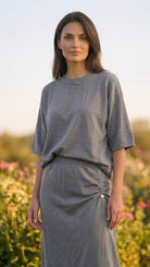 Ensemble en Maille Top & Jupe Zip Chaîne Gris, La Garde-Robe de Nina - vue 2
