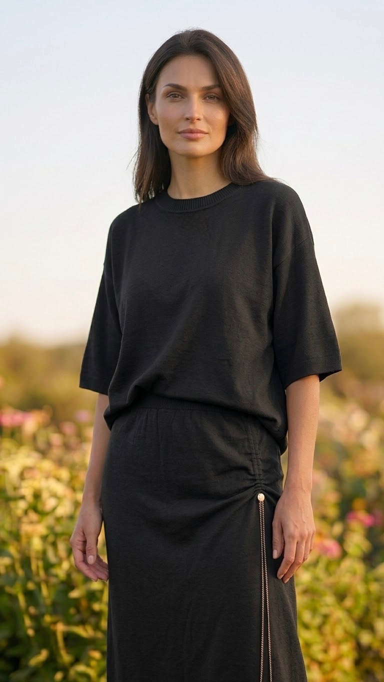 Ensemble en Maille Top & Jupe Zip Chaîne Noir, La Garde-Robe de Nina - vue 2