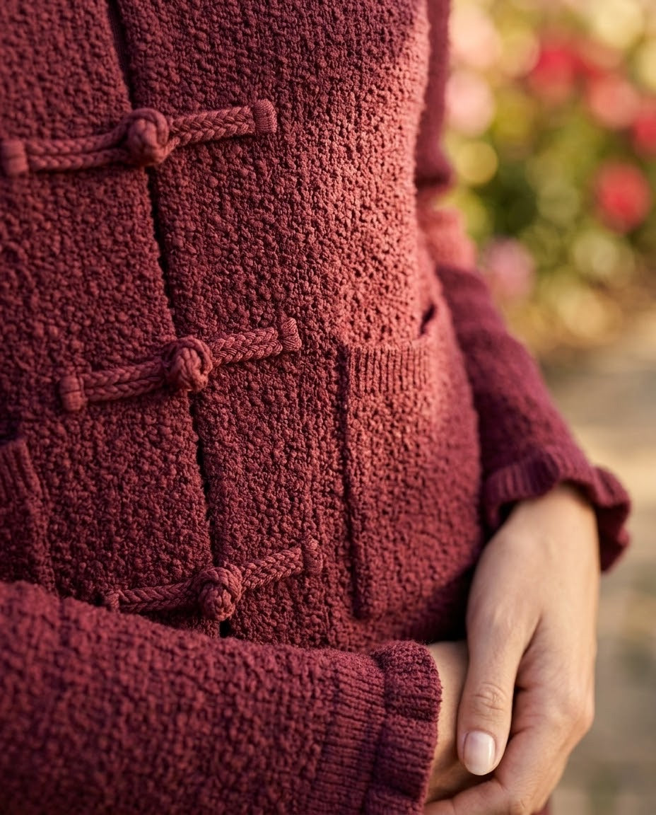 Gilet Bordeaux Boutons Torsadés, La Garde-Robe de Nina - vue 3