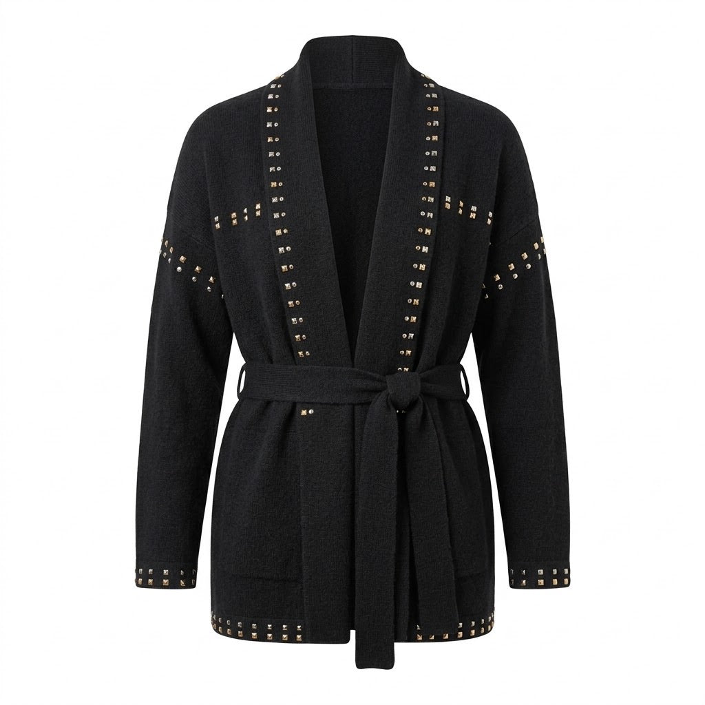 Gilet Clouté Ceinturé Noir, La Garde-Robe de Nina - vue 4