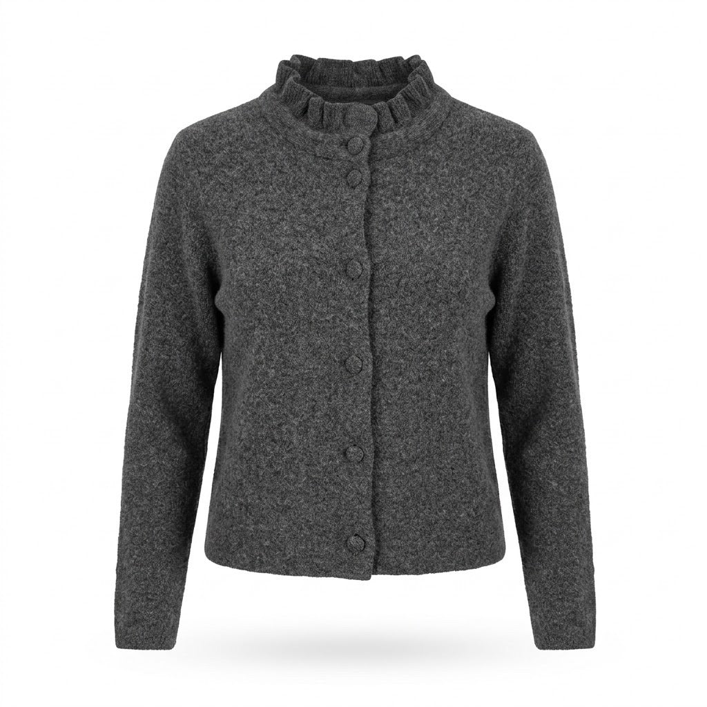 Gilet Col Volanté Gris Chiné, La Garde-Robe de Nina - vue 3