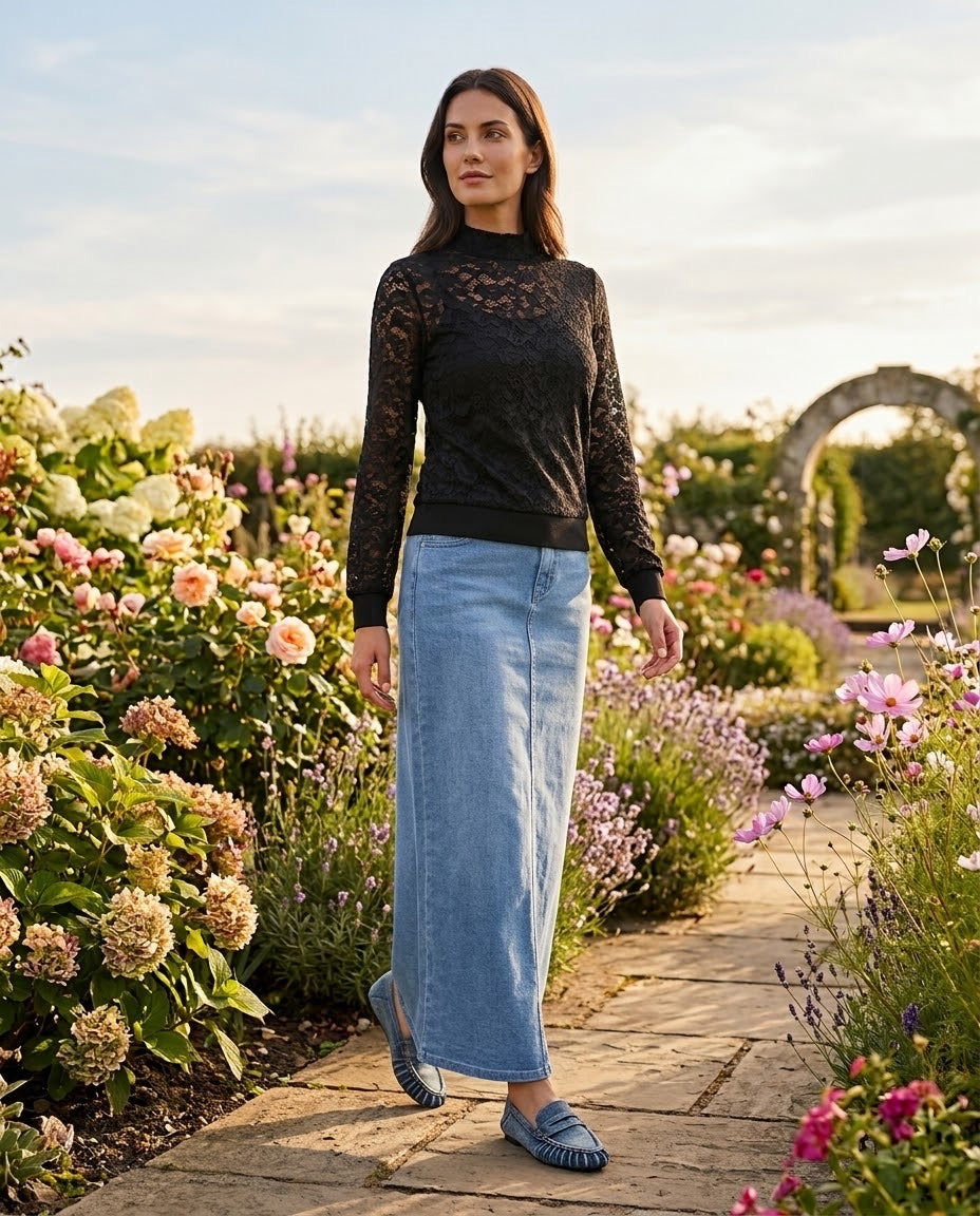 Haut Dentelle Col Montant Noir, La Garde-Robe de Nina - vue 1