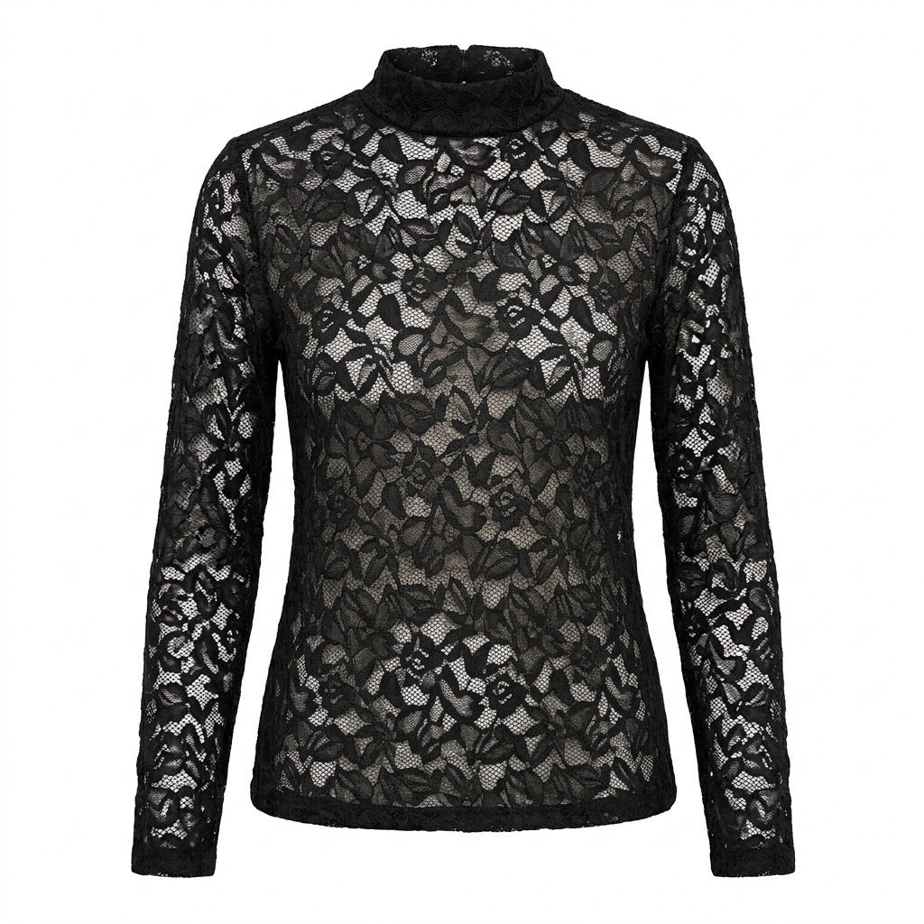 Haut Dentelle Col Montant Noir, La Garde-Robe de Nina - vue 5