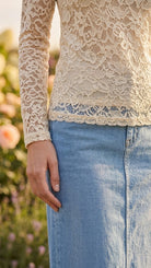 Haut Dentelle Col Montant Beige, La Garde-Robe de Nina - vue 3