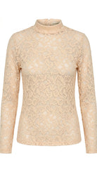 Haut Dentelle Col Montant Beige, La Garde-Robe de Nina - vue 5
