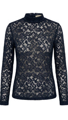 Haut Dentelle Col Montant Marine, La Garde-Robe de Nina - vue 4