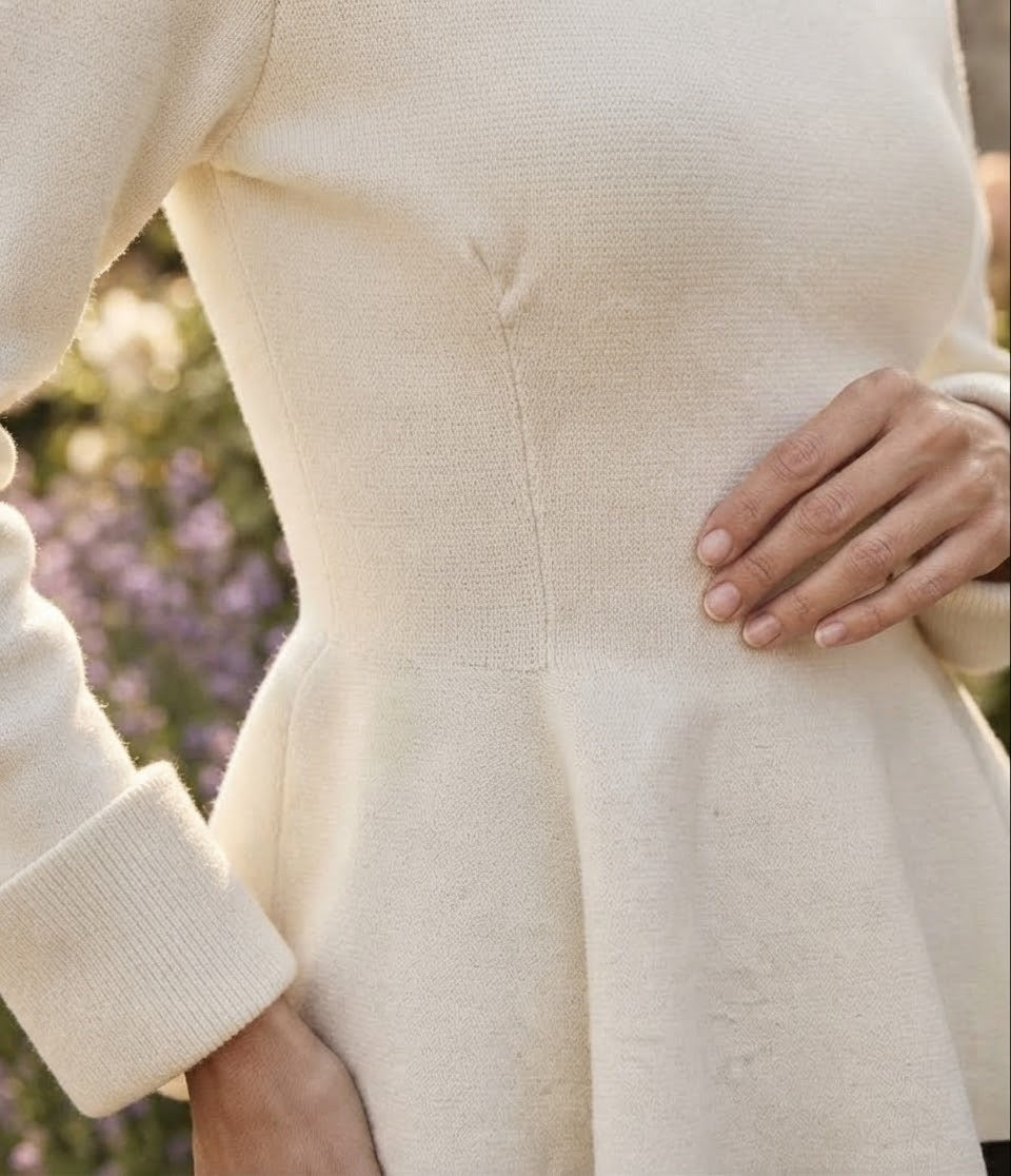 Haut Peplum Maille Col Montant Crème, La Garde-Robe de Nina - vue 2