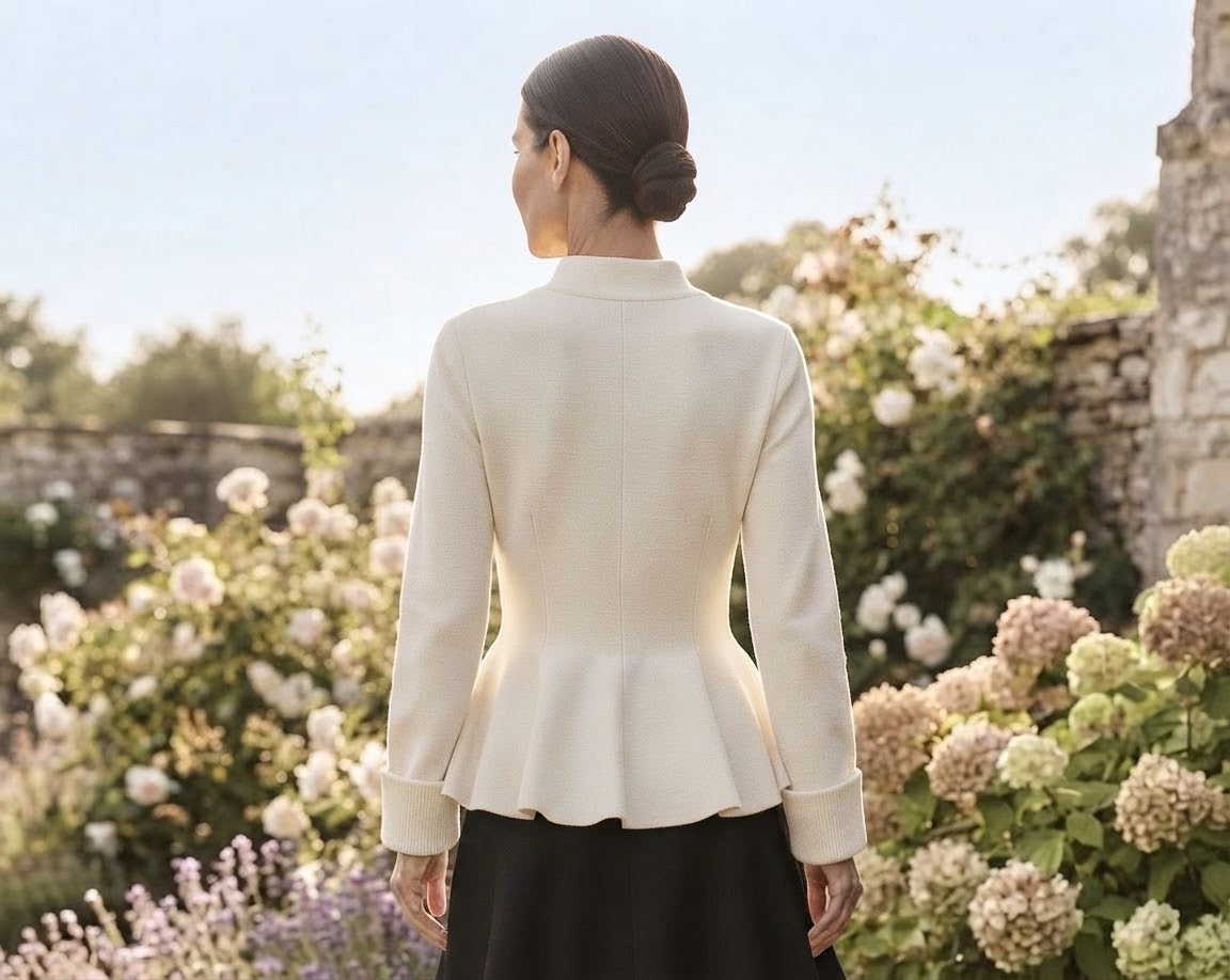 Haut Peplum Maille Col Montant Crème, La Garde-Robe de Nina - vue 3