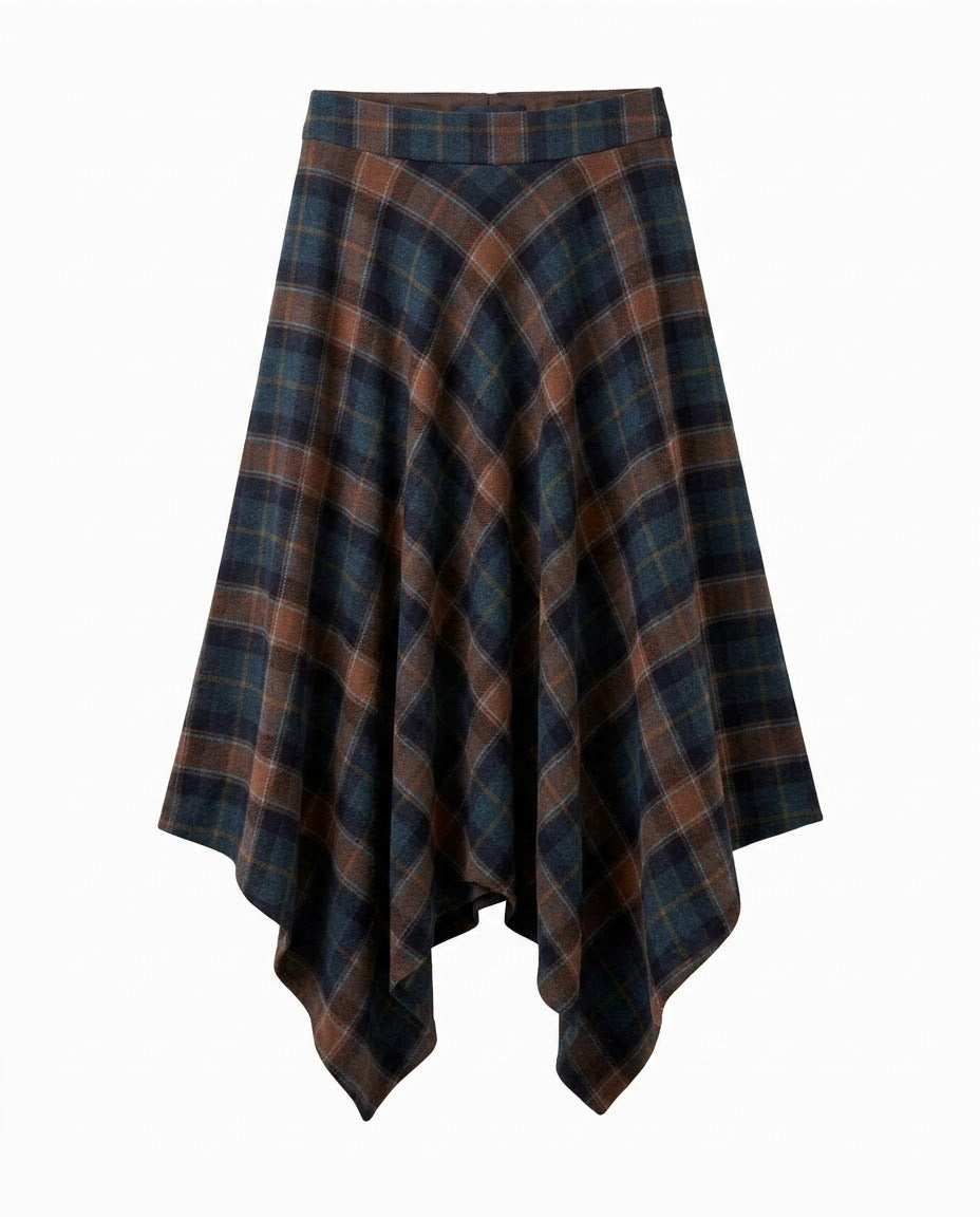 Jupe Asymétrique Carreaux Marine, La Garde-Robe de Nina - vue 3