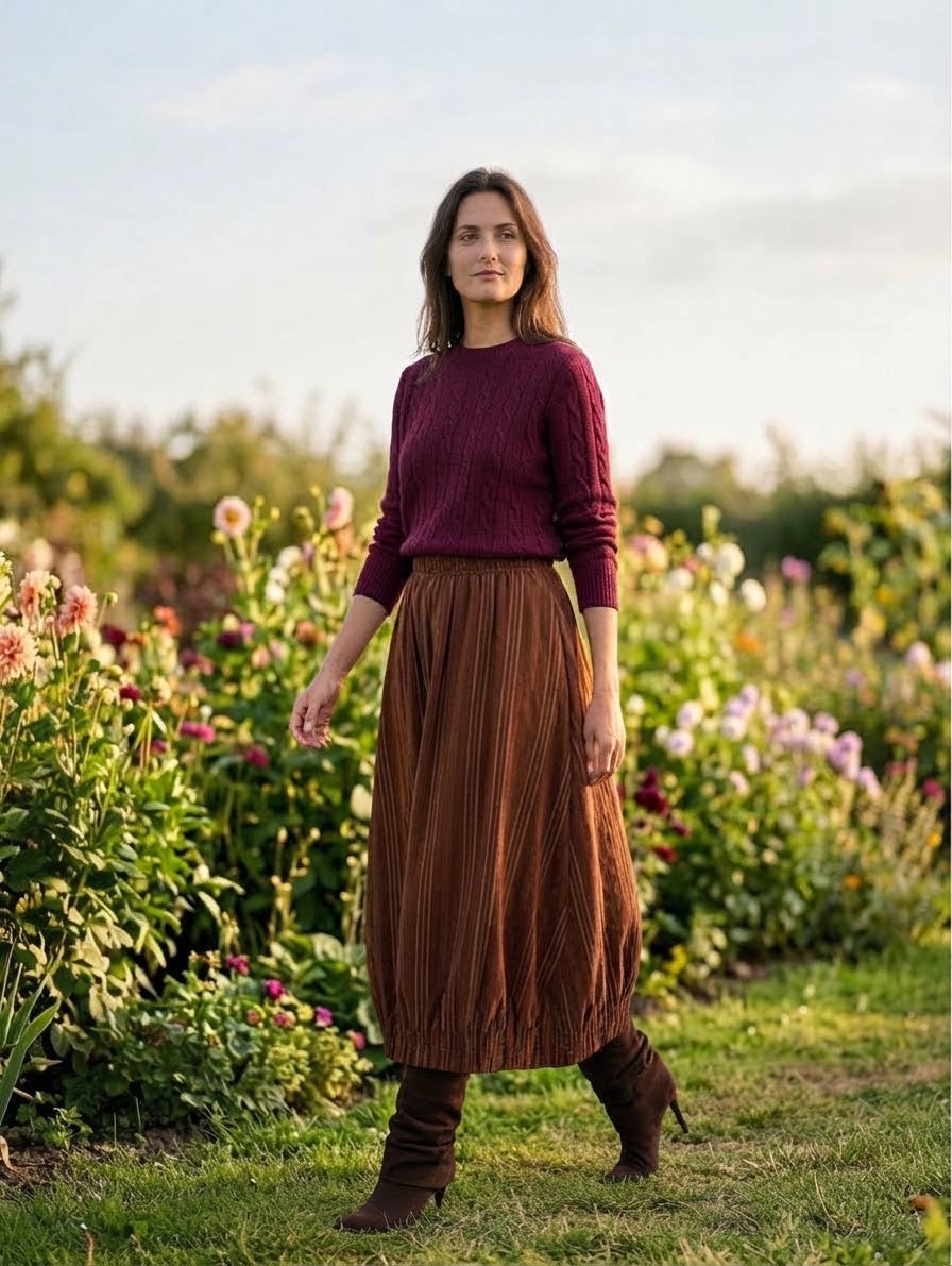 Jupe Ballon Rayée Terracotta, La Garde-Robe de Nina - vue 1