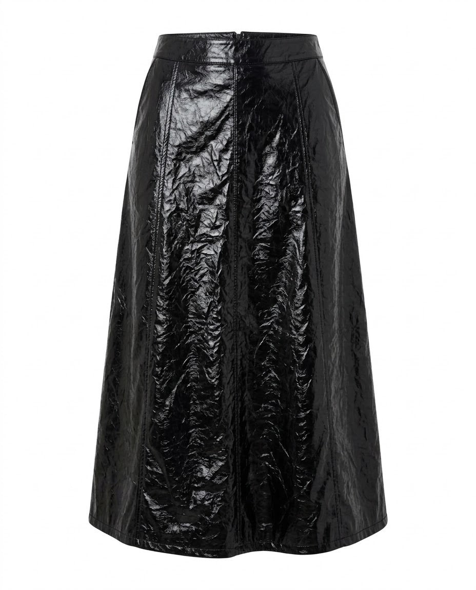 Jupe Cuir Vegan Froissé Noire, La Garde-Robe de Nina - vue 3