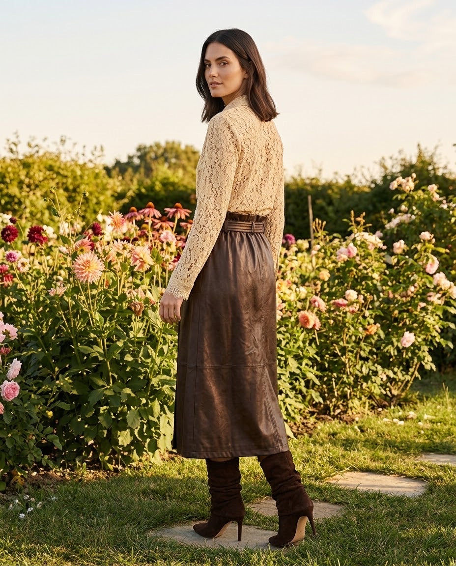 Jupe Cuir Vegan Trench Chocolat, La Garde-Robe de Nina - vue 3
