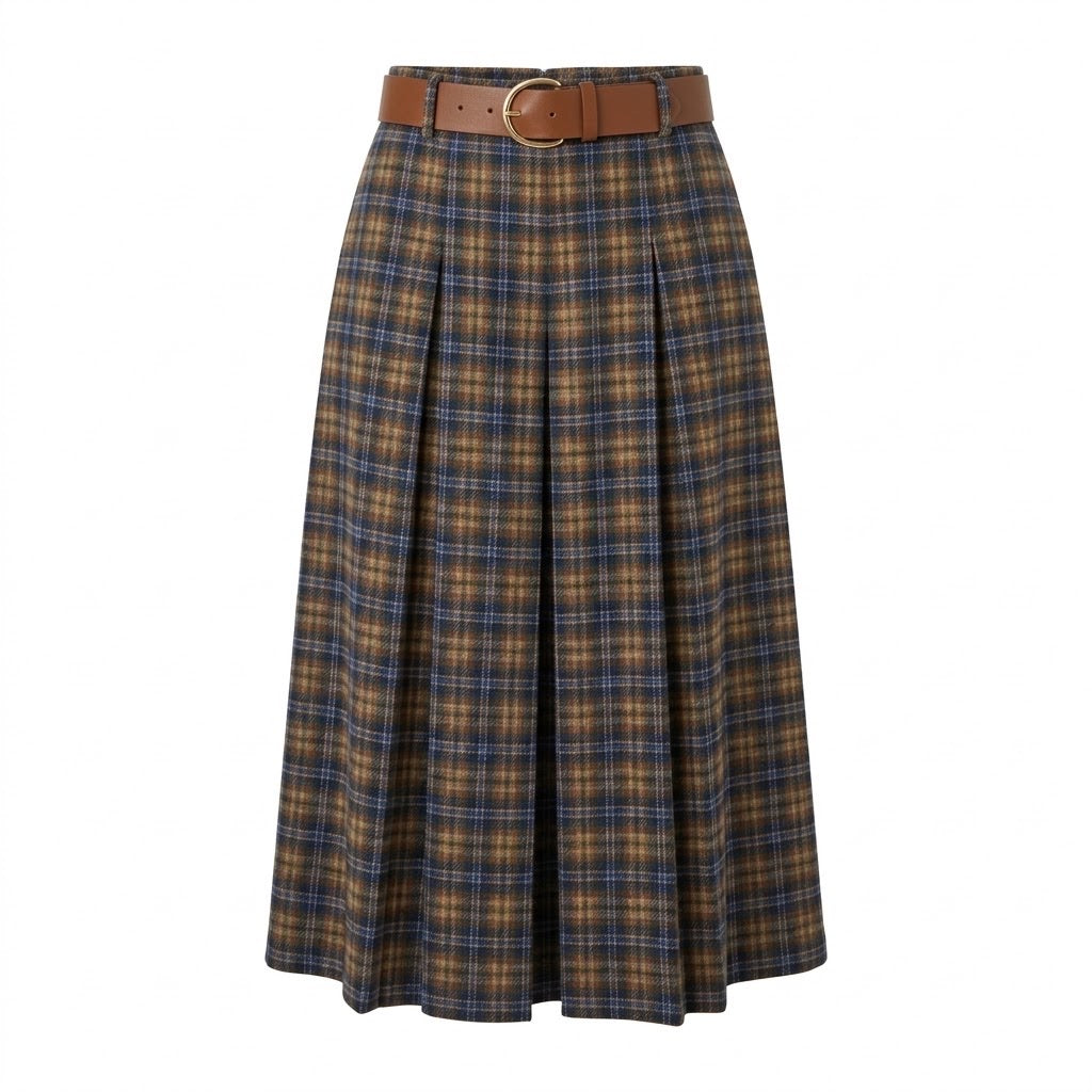 Jupe Plissée Carreaux Marine, La Garde-Robe de Nina - vue 4