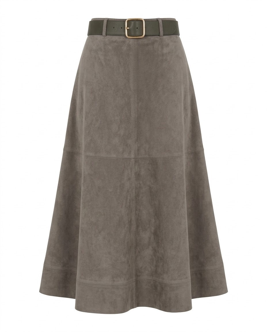 Jupe Effet Daim Taupe Ceinturée, La Garde-Robe de Nina - vue 4