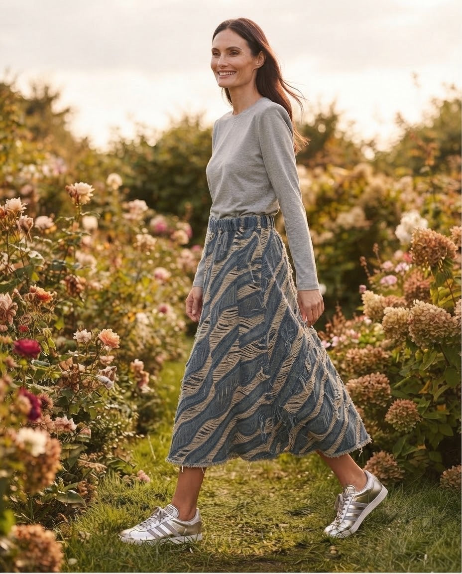Jupe en Jean Effet Déchiré Frangé, La Garde-Robe de Nina - vue 1