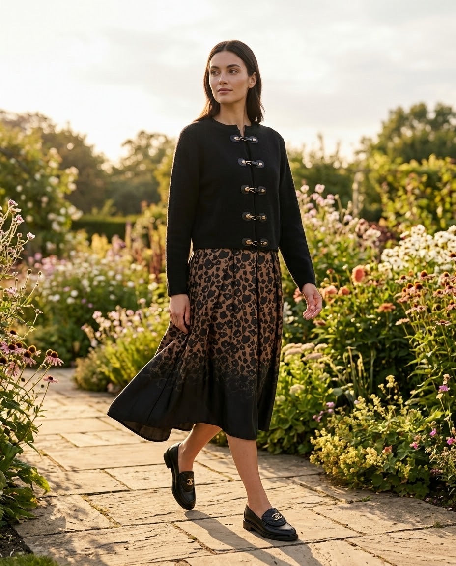 Jupe Longue Léopard Dégradé Noir, La Garde-Robe de Nina - vue 1