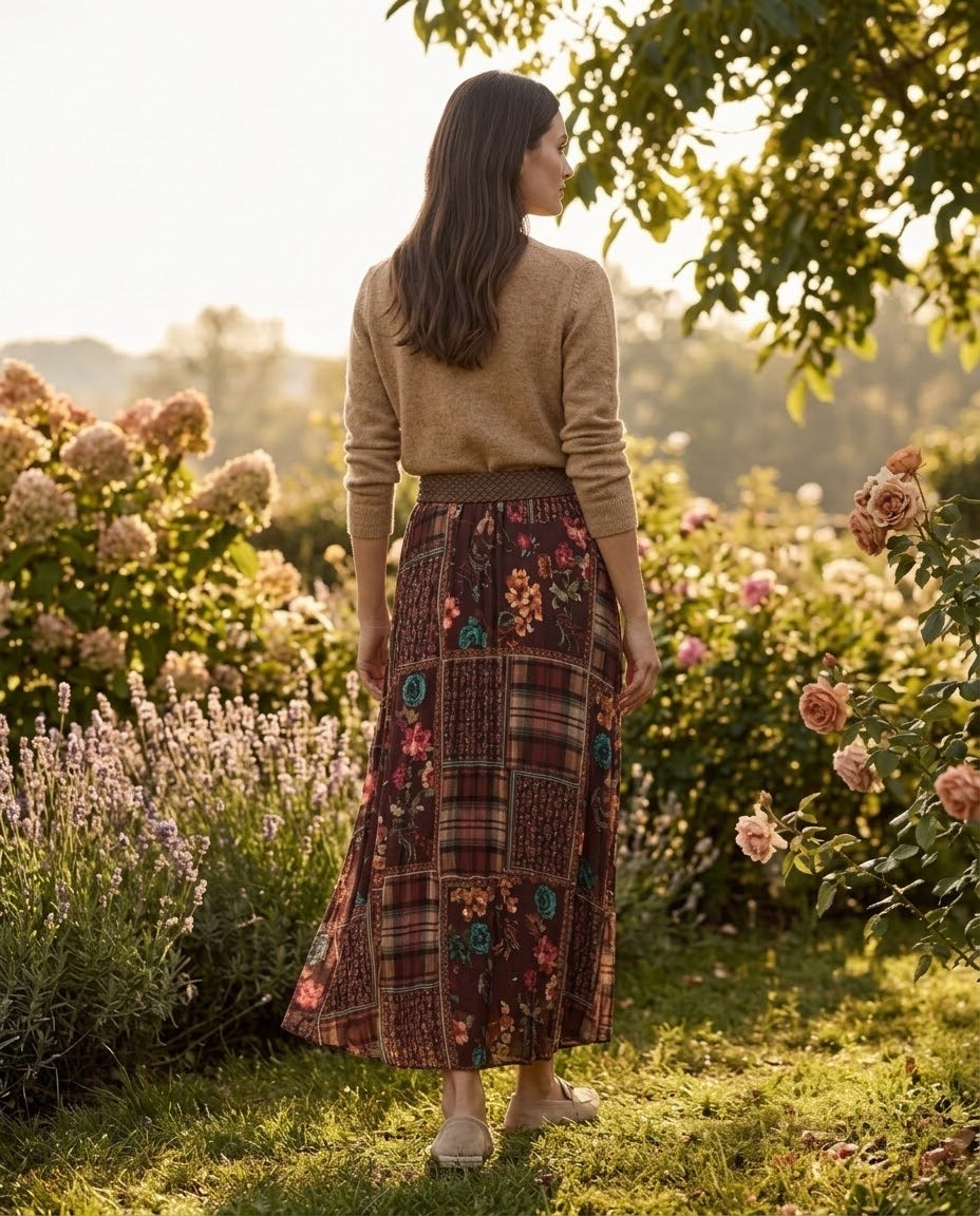 Jupe Longue Patchwork Fleuri Carreaux, La Garde-Robe de Nina - vue 3