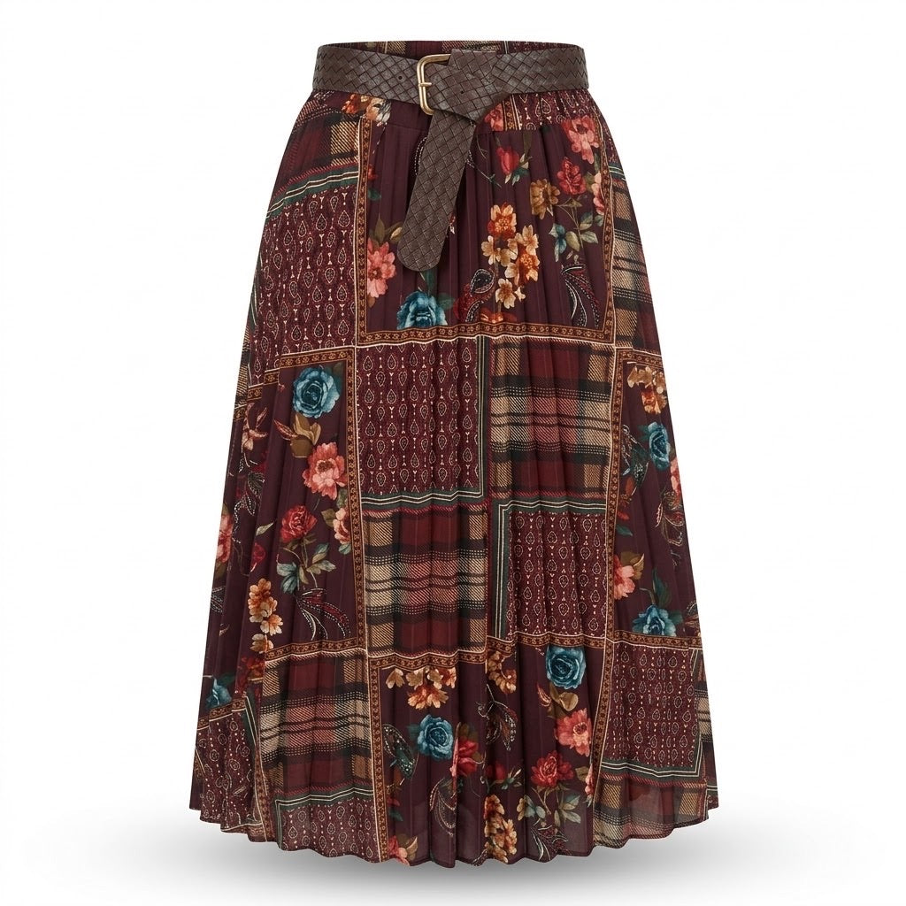 Jupe Longue Patchwork Fleuri Carreaux, La Garde-Robe de Nina - vue 4