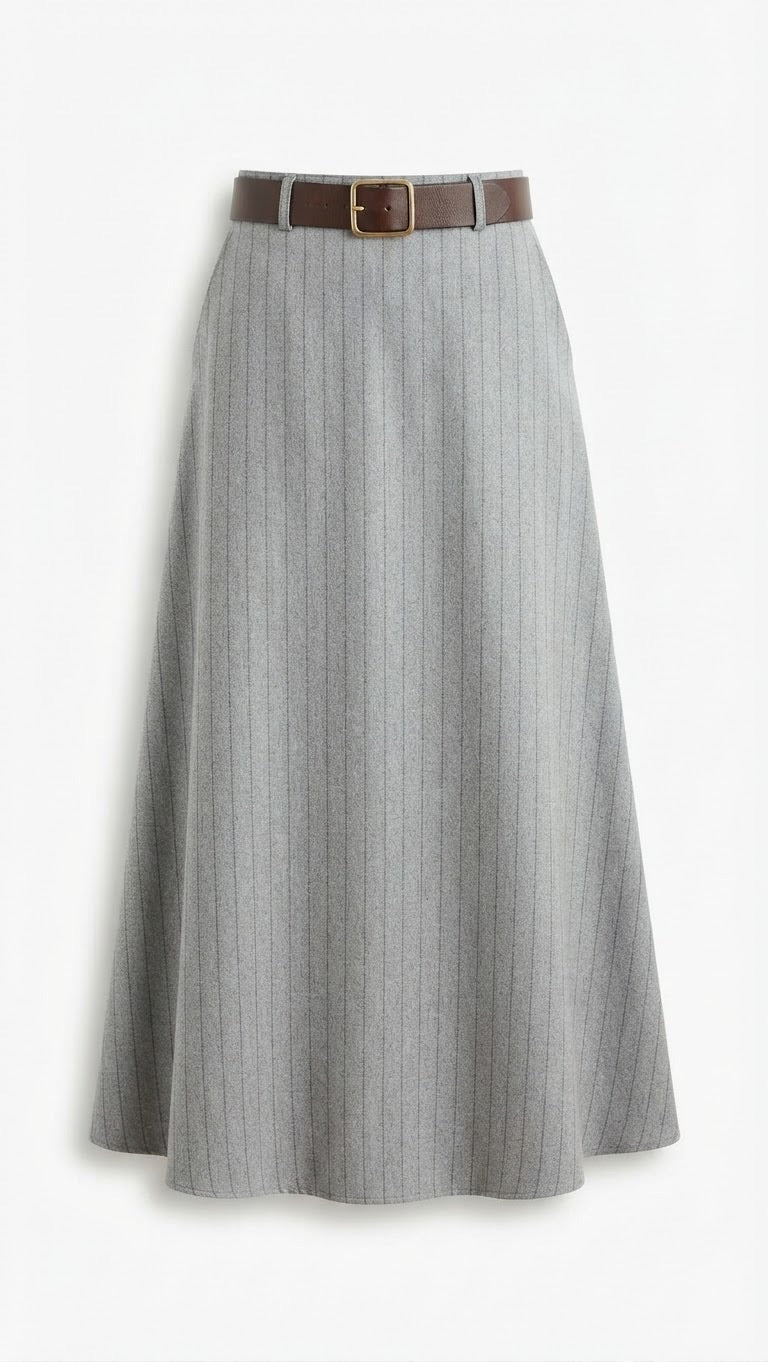 Jupe Longue Rayée Grise Ceinturée, La Garde-Robe de Nina - vue 4