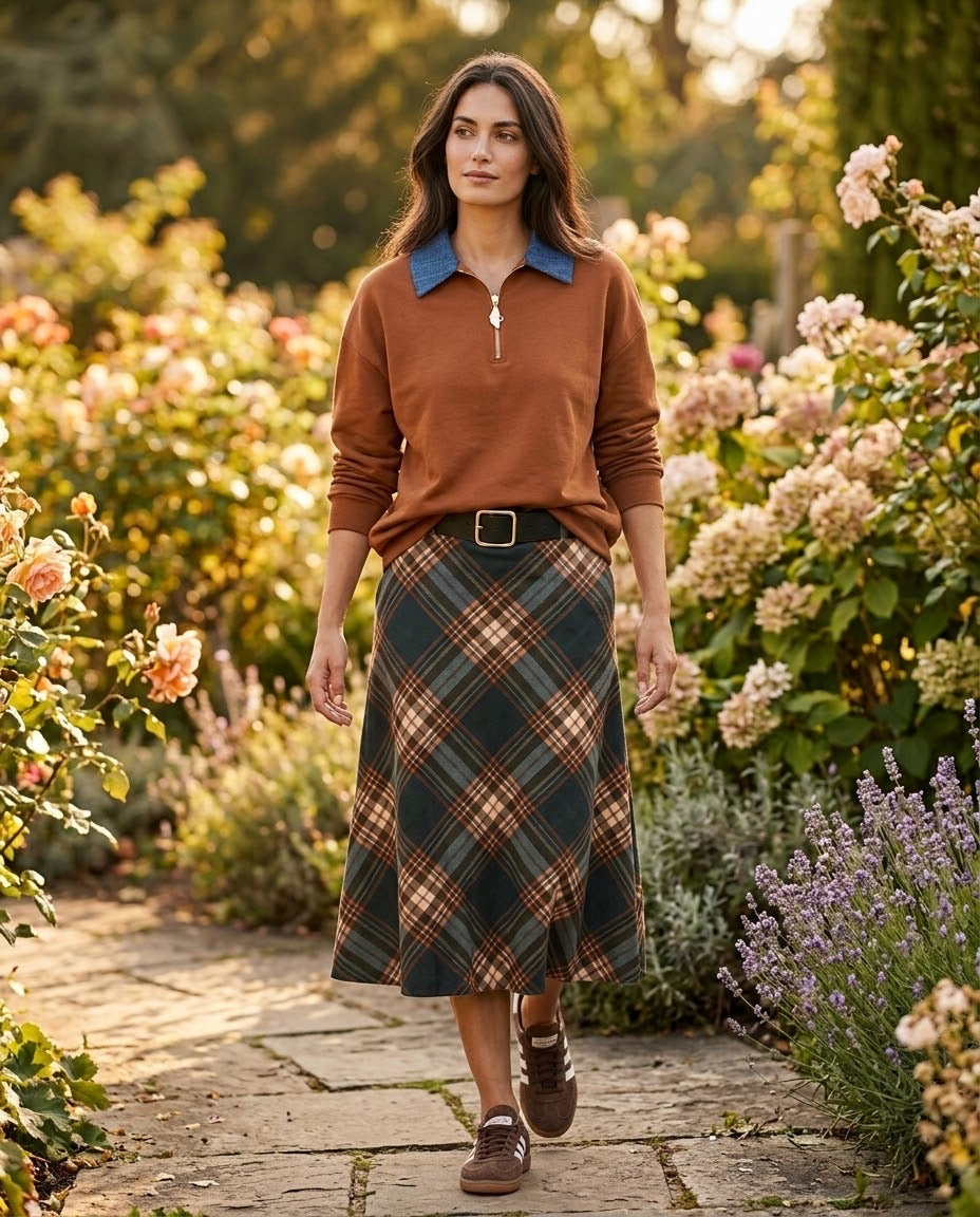 Jupe Longue Tartan Ceinturée Verte, La Garde-Robe de Nina - vue 1